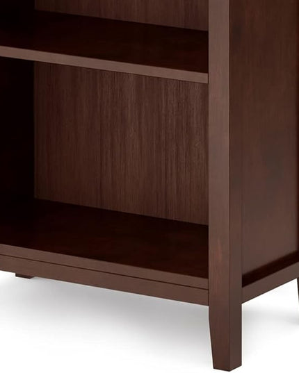 SIMPLIHOME Artisan SOLID WOOD 26 Inch Contemporary 5 Shelf Bookcase in Russet Brown, For the Living Room, Study Room and Office - LeafyLoom