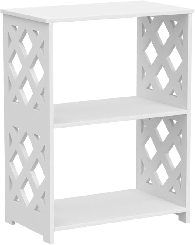Small Bookshelf, 3-Tier White Bookcase for Kids & Adults | 2-Shelf Open Storage Organizer for Bedroom, Living Room & Office | Ideal Small Bookshelf & Bookcase for Small Space - LeafyLoom