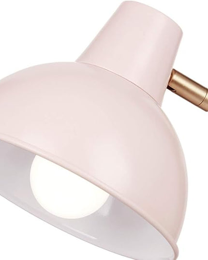 Globe Electric 67339 16" Desk Lamp, Matte Rose, Gold Arm, Clear Cord, in-Line On/Off Switch, Office Decor, Home Essentials, Reading Light, Room Lighting, Dorm - LeafyLoom