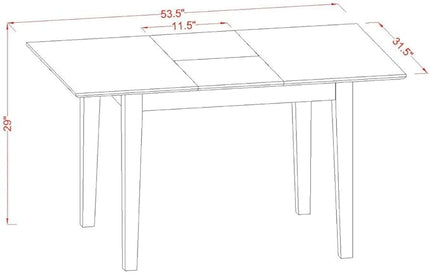East West Furniture NOVA5-LWH-W 5 Piece Dining Room Table Set Includes a Rectangle Kitchen Table with Butterfly Leaf and 4 Dining Chairs, 32x54 Inch, Linen White - LeafyLoom