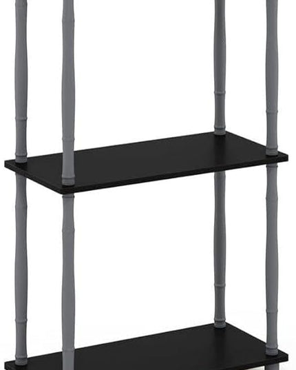 Furinno Turn-N-Tube 3-Tier Compact Multipurpose Shelf Display Rack with Classic Tube, Black/Grey - LeafyLoom
