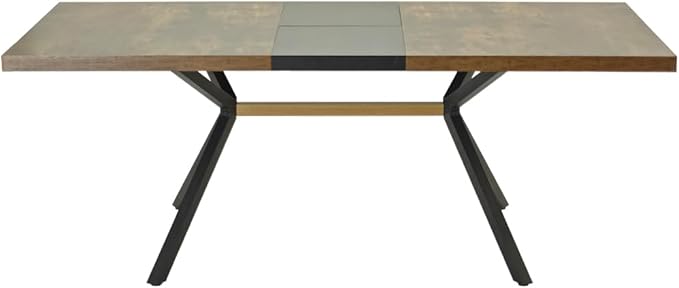 NicBex 78.74Inch Rectangular Stretch Dining Table,Modern Kitchen Table with Wooden Tabletop and Black Fine Sanded Iron Leg for 6 to 8,Large Dining Room Table for Kitchen,Dining Living Room,Brown - LeafyLoom