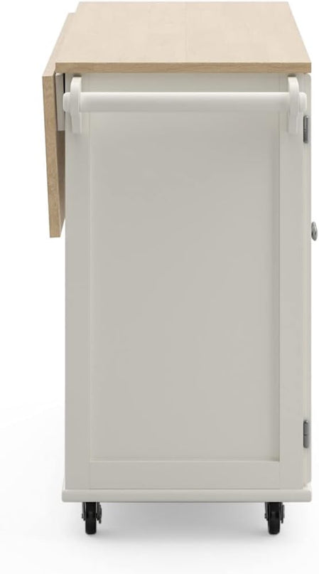 Homestyles Mobile Kitchen Island Cart with Wood Drop Leaf Breakfast Bar, Off White,Soft White, 54 Inch Width - LeafyLoom