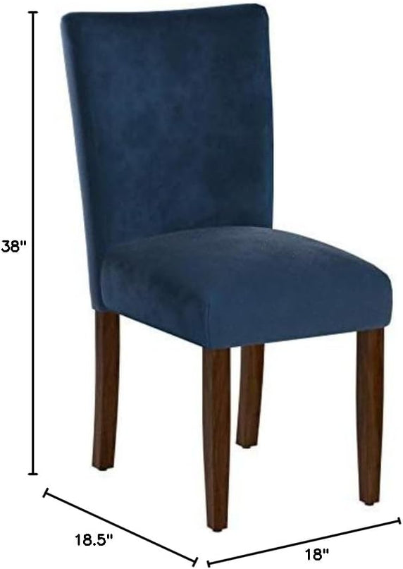 HomePop Parsons Classic Upholstered Accent Dining Chair, Set of 2, Navy Velvet - LeafyLoom