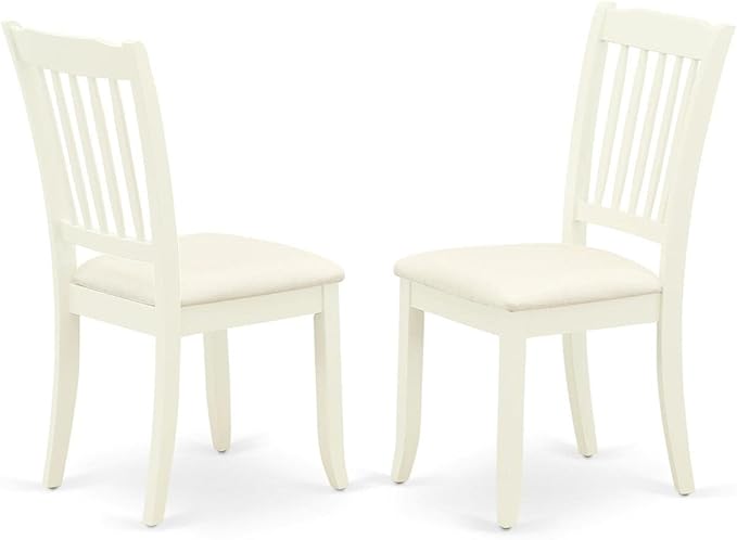 East West Furniture Antique 3 Piece Kitchen Set Contains a Round Room Table with Pedestal and 2 Fabric Upholstered Dining Chairs, 36x36 Inch, Linen White - LeafyLoom