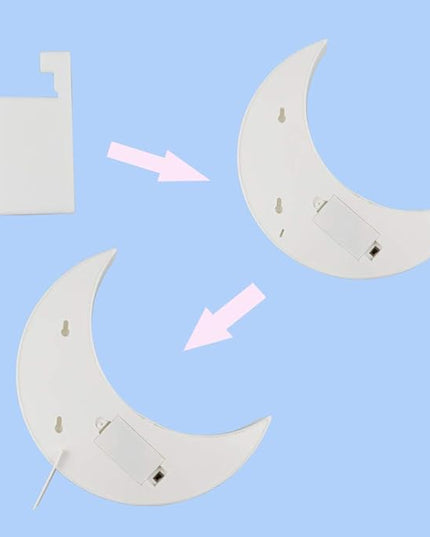 Pooqla Decorative LED Crescent Moon Marquee Sign - Moon Marquee Letters LED Lights - Nursery Night Lamp Gift - Ramadan Decorations for Home(White) - LeafyLoom