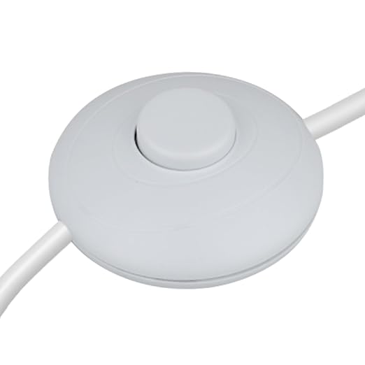 1Pcs Floor Lamp Foot Switch, White Foot Pedal Switch, Round Floor Lamps Foot Inline Switch, Step ON Off Spring Push Button, for Foot Pedal Control Replacement Floor Lamp Extension Cord Parts - LeafyLoom