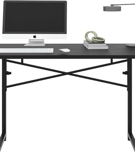47 Inch Foldable Computer Desk, Folding Space-Saving Home Office Table, Study Writing Gaming Workstation for Small Space, No Assembly Needed,Black - LeafyLoom