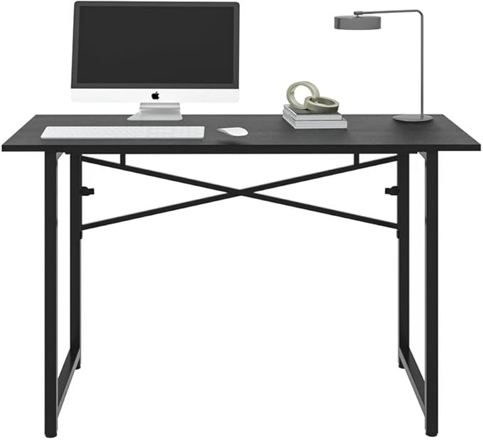 47 Inch Foldable Computer Desk, Folding Space-Saving Home Office Table, Study Writing Gaming Workstation for Small Space, No Assembly Needed,Black - LeafyLoom