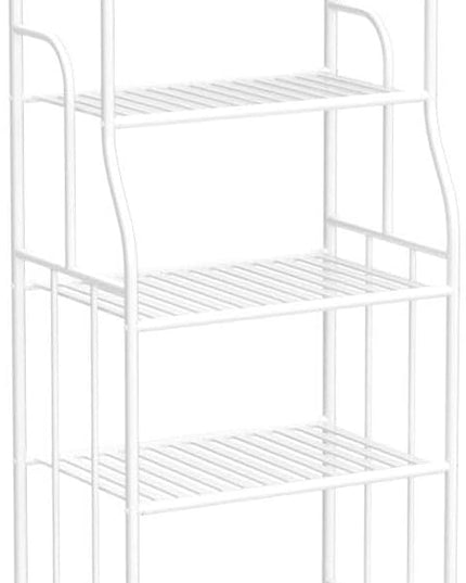 Shelving Unit Bakers Rack Metal Storage Shelves Laundry Shelf Organizer Standing Shelf Units for Laundry Kitchen Bathroom Pantry Closet Indoor and Outdoor (5 Tier, White) - LeafyLoom