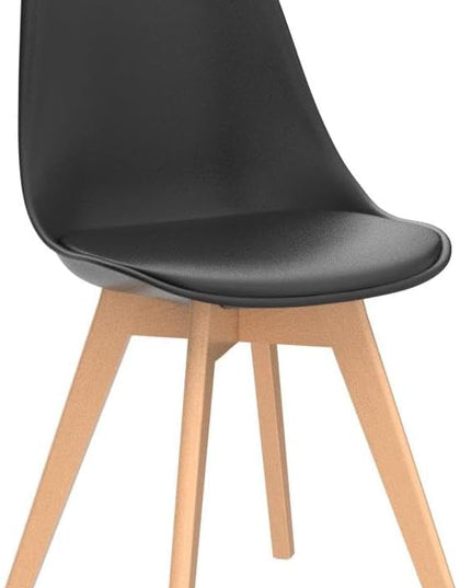 OLIXIS Dining Chairs Set of 4 Mid-Century Modern Dinning Chairs, Living Room Bedroom Outdoor Lounge Chair PU Leather Cushion and Wood Legs, Black - LeafyLoom