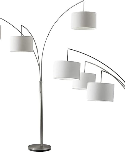 Adesso 4238-22 Trinity Arc Lamp, 74 in., 3 x 100W Incandescent/26W CFL, Brushed Steel Finish, 1 Floor Lamp - LeafyLoom