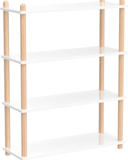 IOTXY 4-Tier Wooden Shelf Bookcase - Modern Open Bookshelf, Free Standing Storage Rack, Multifunctional Display Stand for Home and Office, White, Rectangle - LeafyLoom