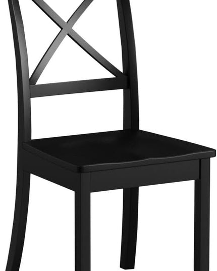 East West Furniture Boston Dining Room Cross Back Solid Wood Seat Chairs, Set of 2, Black - LeafyLoom