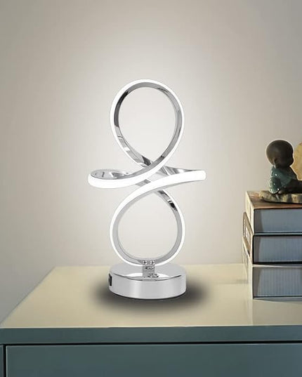 Modern LED Table Lamp, 24W Dimmable Touch Control Desk Lamp Reading Light with 1 USB Charging Ports, 3 Colors, LED Lamp Minimalist Style for Living Room Office Decor Lights - Silver - LeafyLoom