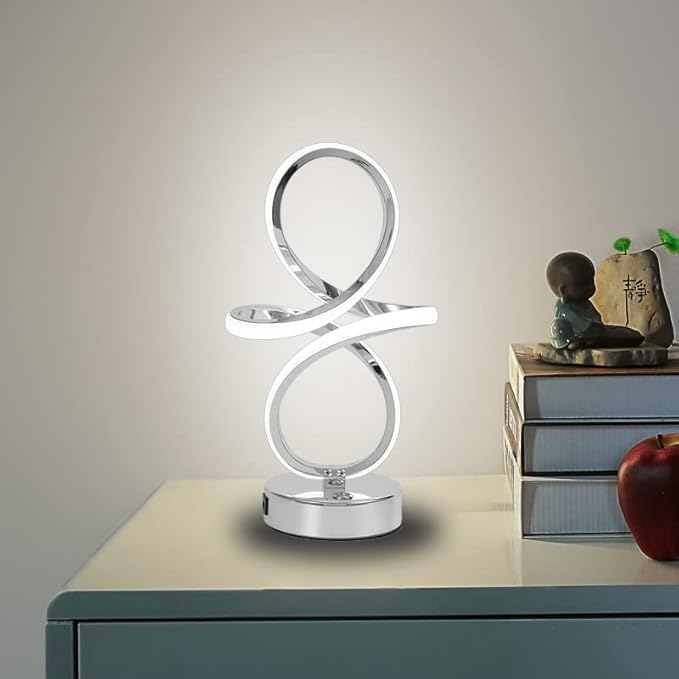 Modern LED Table Lamp, 24W Dimmable Touch Control Desk Lamp Reading Light with 1 USB Charging Ports, 3 Colors, LED Lamp Minimalist Style for Living Room Office Decor Lights - Silver - LeafyLoom