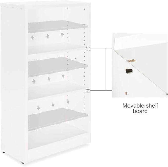 3 Shelf Wood Bookcase Freestanding Display Shelf Adjustable Layers Bookshelf for Home Office Library Small Narrow Space(White, 3-Layers,24.4W x 11.6D x 44.1H inch) - LeafyLoom