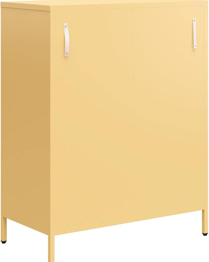 Mr. Kate Annie Short Metal 2 Door Cabinet, Sunny Yellow - LeafyLoom
