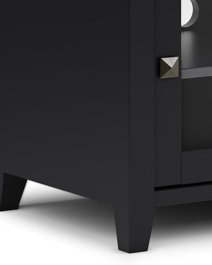 SIMPLIHOME Cosmopolitan SOLID WOOD 48 Inch Wide Contemporary TV Media Stand in Black for TVs up to 55 Inch, For the Living Room and Entertainment Center - LeafyLoom