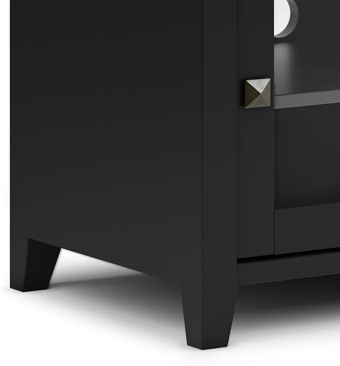 SIMPLIHOME Cosmopolitan SOLID WOOD 48 Inch Wide Contemporary TV Media Stand in Black for TVs up to 55 Inch, For the Living Room and Entertainment Center - LeafyLoom
