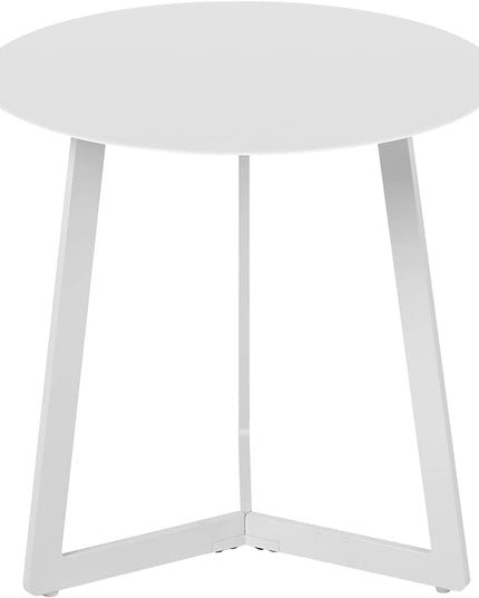 17.7 inch Round End Table, Modern Metal Side Table, Coffee Table for Living Room Sofa Small Coffee Table, Easy to Assemble (White) - LeafyLoom