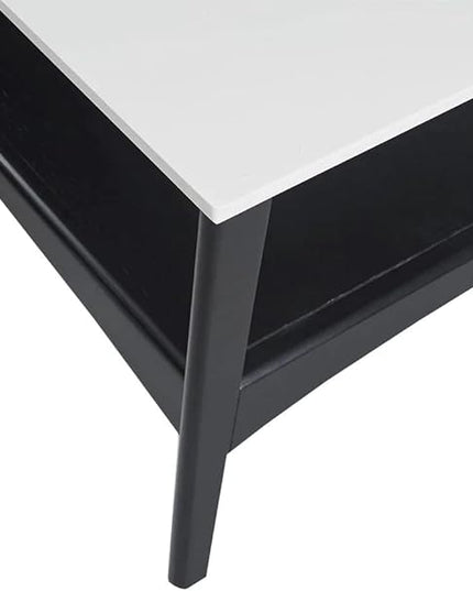 Madison Park Parker Table Modern Mid-Century Accent Living Room Furniture, 48" W x 24" D x 17" H, Off-White/Black - LeafyLoom
