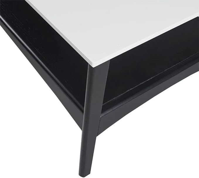 Madison Park Parker Table Modern Mid-Century Accent Living Room Furniture, 48" W x 24" D x 17" H, Off-White/Black - LeafyLoom