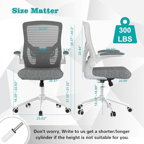 Office Chair, High Back Desk Chair with Adjustable Lumbar Support, Ergonomic Mesh Computer Chair with Premium Cold-Cured Cushion, Height Liftable Swivel Chair for Home Office - LeafyLoom