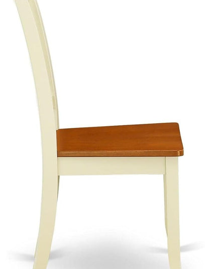 East West Furniture DAC-BMK-W Danbury Dining Chairs - Slat Back Wooden Seat Chairs, Set of 2, Buttermilk & Cherry - LeafyLoom