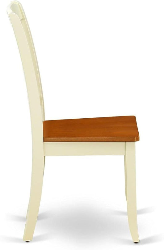 East West Furniture DAC-BMK-W Danbury Dining Chairs - Slat Back Wooden Seat Chairs, Set of 2, Buttermilk & Cherry - LeafyLoom
