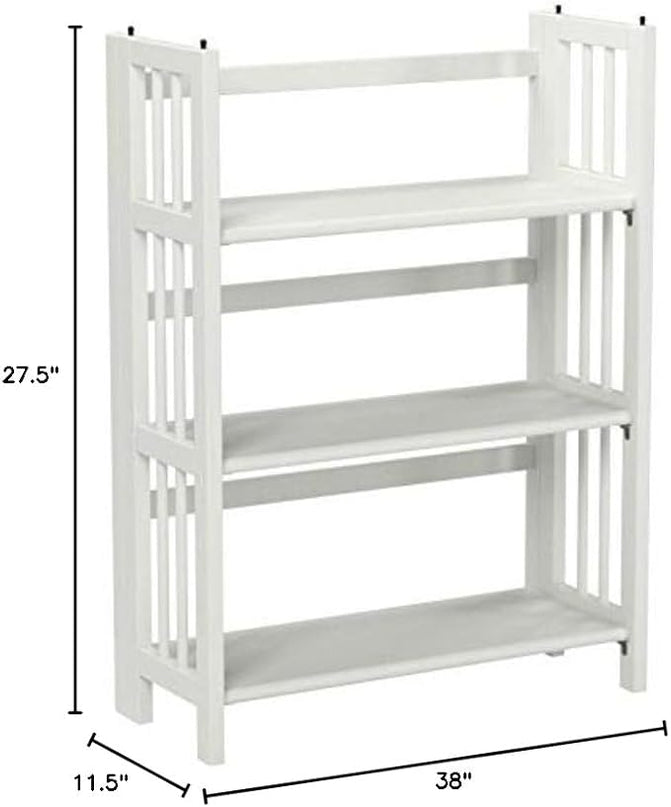 Casual Home 3-Shelf Folding Stackable Bookcase (27.5" Wide)-White - LeafyLoom
