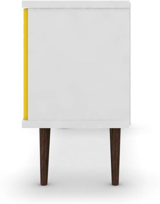 Manhattan Comfort Liberty Mid Century Modern TV Stand for Televisions up to 50 Inches, Bedroom and Living Room Entertainment Center with Storage, Shelves, and Cabinet, 53" Wide, White/Yellow - LeafyLoom