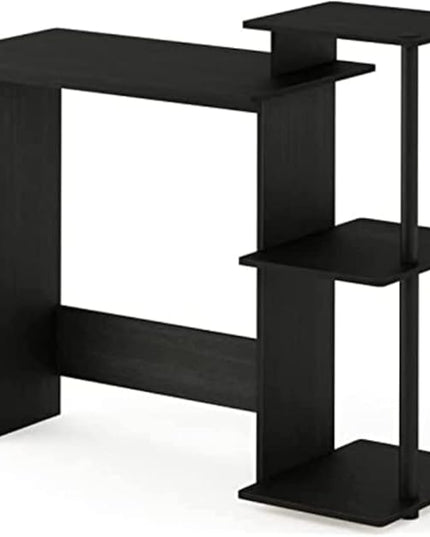 Furinno Efficient Home Laptop Notebook Computer Desk with Square Shelves, Americano/Black - LeafyLoom