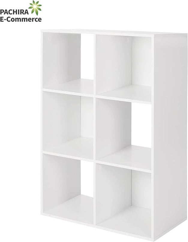 PATHIRA US Wooden Storage Bookcase 6-Cube, Fits 11 Inch Storage Bin, Modular Bookshelf Square Cabinet Organizer, Display Cube Shelves Compartments, White - LeafyLoom