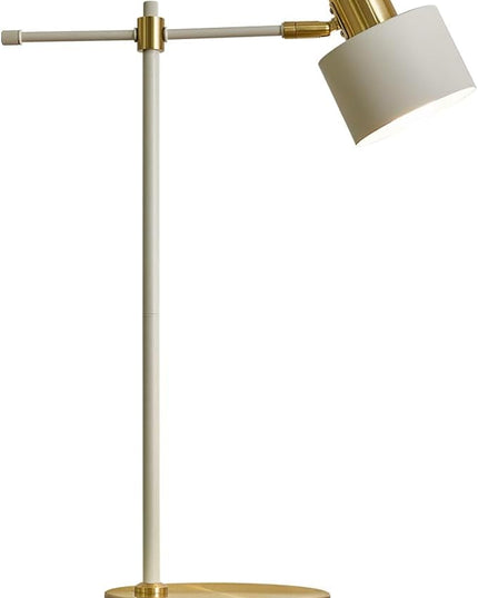 OYEARS Modern Industrial Desk Lamp for Reading LED 22.2“ Metal Table Lamp Light for Office Bedroom Study Room Living Room Nightstand Bedside Lamps Gold and Matte Black Accent (White, Bulb Included) - LeafyLoom