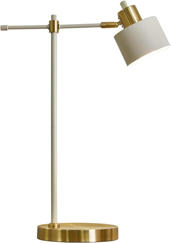 OYEARS Modern Industrial Desk Lamp for Reading LED 22.2“ Metal Table Lamp Light for Office Bedroom Study Room Living Room Nightstand Bedside Lamps Gold and Matte Black Accent (White, Bulb Included) - LeafyLoom