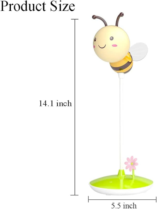Cute Bumblebee LED Desk Lamp Touch Control Dimming 3 Brightness and 360°Flexible Gooseneck Eye-Care USB Rechargeable Lamp for Teens - LeafyLoom