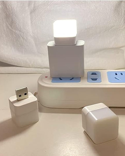 USB Lights by Night，Plug in LED Mini Bulb，Flexible LED Ambient Light ，Emergency Lighting，Compact，Ideal for Bedroom，Bathroom，Nursery，Hallway，Outdoor Camping，Reading(8PCS,Warm White)(Yellow) - LeafyLoom