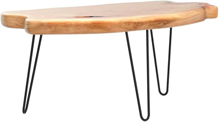 WELLAND Live Edge Cedar Wood Coffee Table Metal Hairpin Legs for Living Room - LeafyLoom