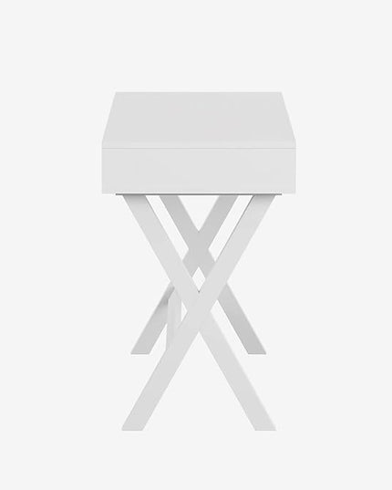 Flash Furniture Dolly Computer Desk - White Writing Desk with Open Storage Compartments - 42" Long Home Office Desk Table for Bedroom - LeafyLoom