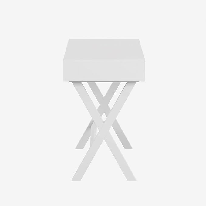 Flash Furniture Dolly Computer Desk - White Writing Desk with Open Storage Compartments - 42" Long Home Office Desk Table for Bedroom - LeafyLoom