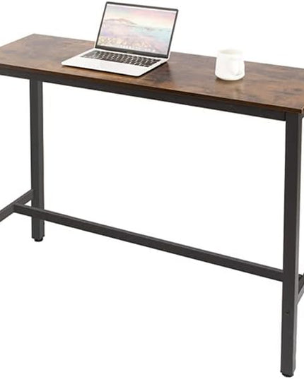 Kitchen Table, Heavy Duty Metal Frame, Industrial Style, for Living, Dining Room, Rustic Brown. - LeafyLoom