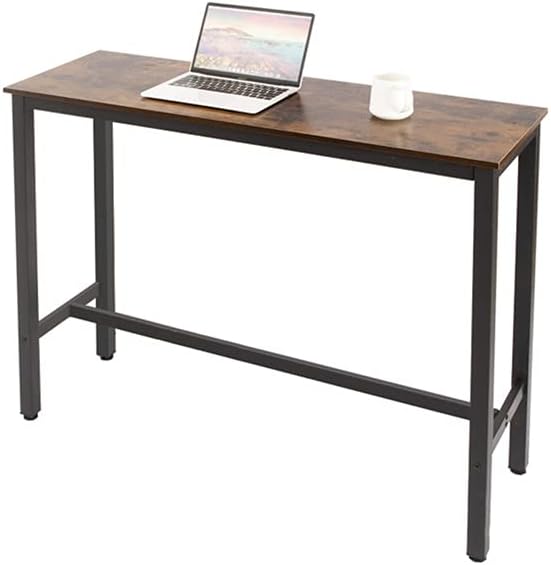 Kitchen Table, Heavy Duty Metal Frame, Industrial Style, for Living, Dining Room, Rustic Brown. - LeafyLoom