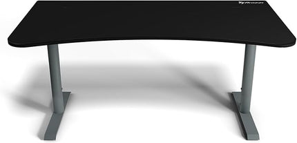 Arozzi Arena Ultrawide Curved Gaming and Office Desk with Full Surface Water Resistant Desk Mat with 3 Custom Monitor Mount Cut Outs and Under The Desk Cable Management Netting - Frozen Grey - LeafyLoom