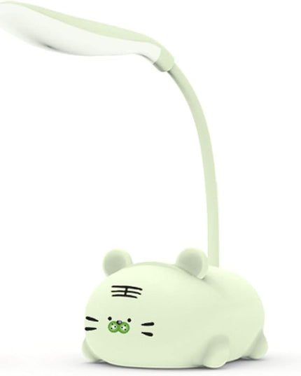 Kids Lamp, Cute LED Desk Lamp for Kids, Mini Animal Night Light, USB Rechargeable Flexible Cartoon Lamp Eye-Care Lighting for Bedroom (Tiger G, Green) - LeafyLoom