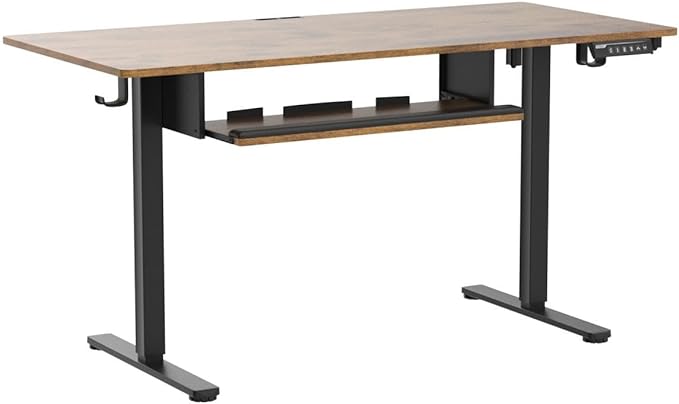ErGear Electric Standing Desk with Keyboard Tray, 55x28 Inches Adjustable Height Sit Stand Up Desk, Home Office Desk Computer Workstation,Vintage Brown - LeafyLoom