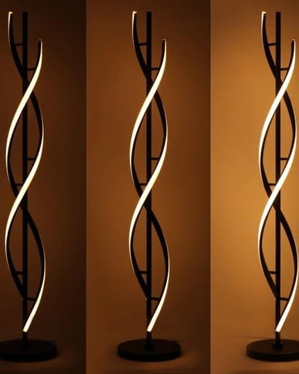 ADISUN 40W LED Remote Control Dimmable Spiral Indoor Tall Floor Lamp for Living Rooms Family Rooms Bedrooms Offices Lighting (Black) - LeafyLoom