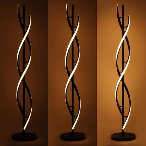 ADISUN 40W LED Remote Control Dimmable Spiral Indoor Tall Floor Lamp for Living Rooms Family Rooms Bedrooms Offices Lighting (Black) - LeafyLoom