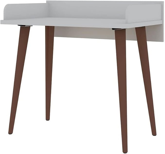 Manhattan Comfort Hampton Mid Century Modern Home Office Computer Desk Table, 35.43, White - LeafyLoom
