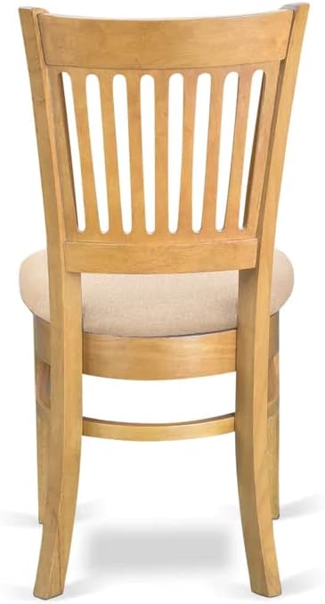 East West Furniture Vancouver Dining Linen Fabric Upholstered Wood Chairs, Set of 2, Oak - LeafyLoom